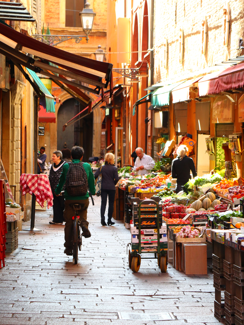 Quadrilatero (The Old Market) in Bologna, Italy